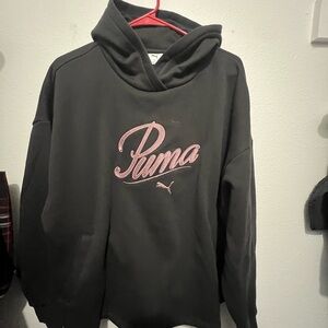 Puma Women's Black and Pink Cowl Neck Sweater